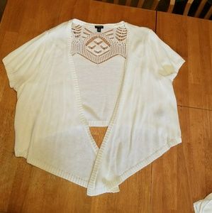 White Crochet Back Shrug